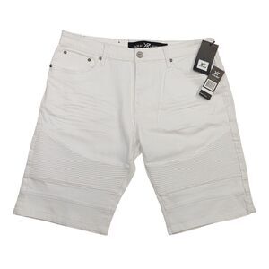 NWT X-ray Jeans White Denim Moto Shorts Mens Size 34 Style : Xms-9613